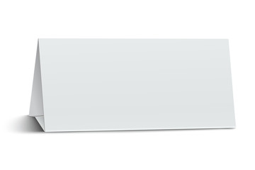 Horizontal elongate, oblong blank paper table card isolated on w - 111506738
