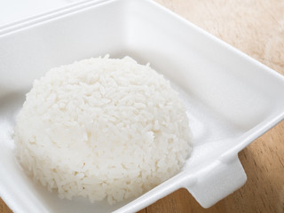 Jasmine rice in foam box