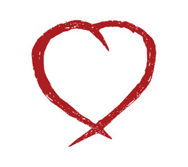 Red heart hand drawn vector icon