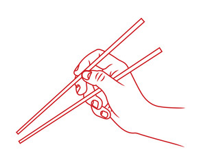 Hand with chopsticks vector illustration