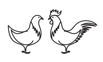 Fototapeta na wymiar Chicken and rooster vector illustration
