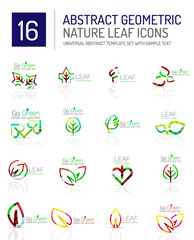 Geometric leaf icon set