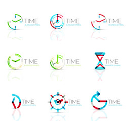 Geometric clock and time icon set