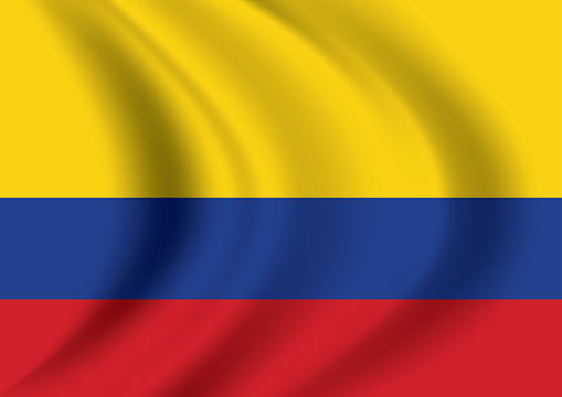 Vector Colombia flag blowing in the wind