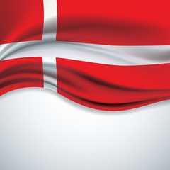 Vector Denmark flag blowing in the wind on gray background