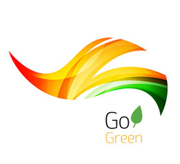 Abstract eco leag logo design made of color pieces - various geometric shapes