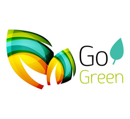 Abstract eco leag logo design made of color pieces - various geometric shapes