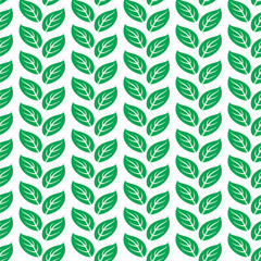 Green leaves seamless pattern. vector illustration isolated on white background.