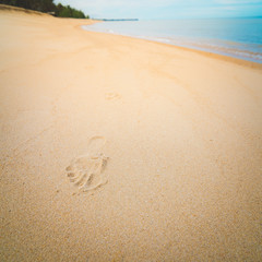 footprints at sea beach