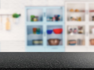 granite counter top with kitchen cabinet background