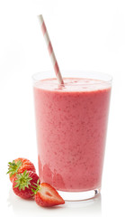 Glass of strawberry milkshake