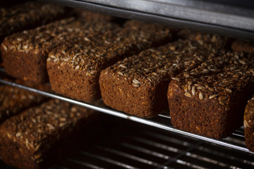 fresh bread in the kitchen of the bakery