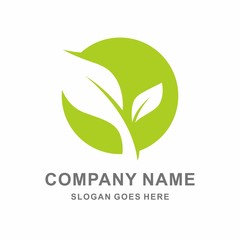 Organic Farm Green Plant Vector Logo Template