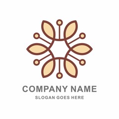 Geometric Flowers Line Vector Logo Template