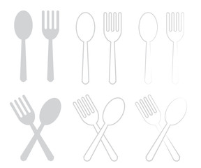 set of spoon and fork icon vector