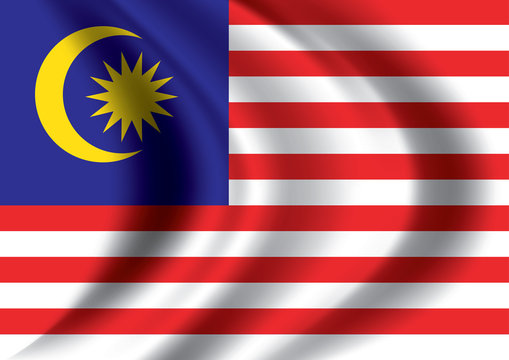Vector Malaysia flag blowing in the wind. Background texture.