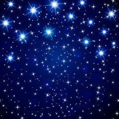 Abstract cosmos night sky background with glowing stars. Vector .