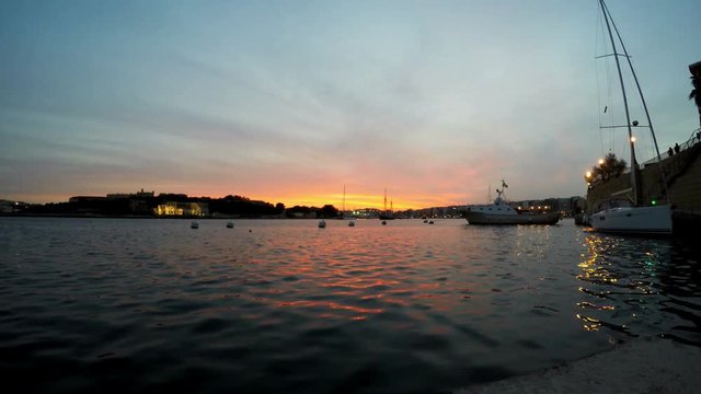 Sliema Sunset, Promenade, Mediterranean Sea, Republic of Malta, Real Time, 4k
