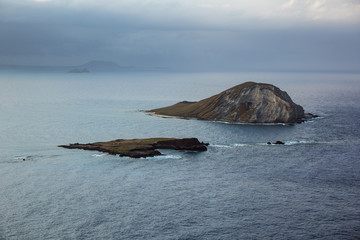 Stormy weather coming from the north at Makapu'u Point. Rainstorms arriving to Oahu from the north
