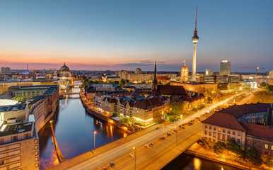Dawn at the heart of Berlin with the famous Television Tower
