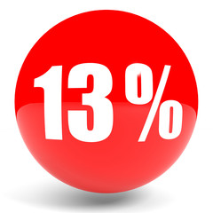 Discount 13 percent off. 3D illustration.
