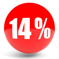 Discount 14 percent off. 3D illustration.