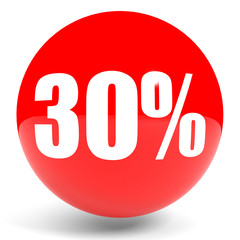 Discount 30 percent off. 3D illustration.