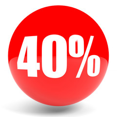 Discount 40 percent off. 3D illustration.