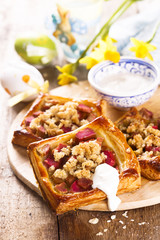 Rhubarb pies with oatmeal streusel for Easter