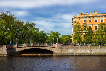 Fototapeta na wymiar View of the Mikhailovsky Castle. Embankment of the river Fontanka. Saint Petersburg. Russia.