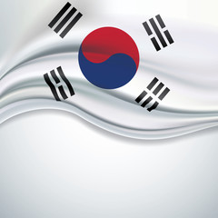 Vector of South Korea flag blowing in the wind on white backgrou