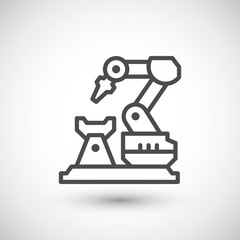 Robotic arm machine line icon