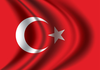 Vector of Turkey flag blowing in the wind.