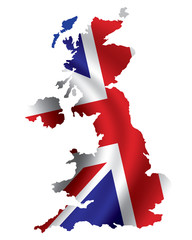 Vector Great Britain, United Kingdom flag map