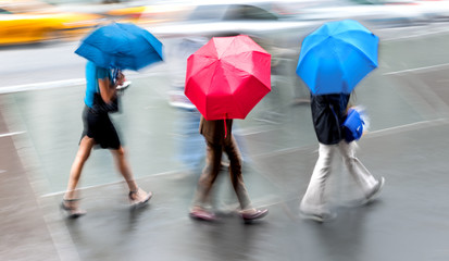 rainy day in the city on motion blur