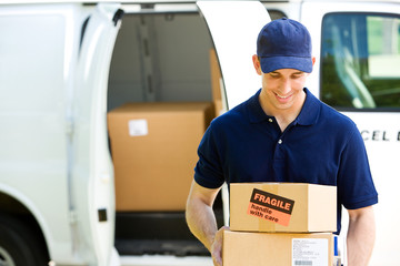 Delivery: Standing By Van with Boxes