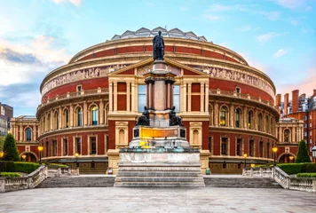 Rolgordijnen Theater Royal Albert Hall, Londen, Engeland, VK, met zonsondergang