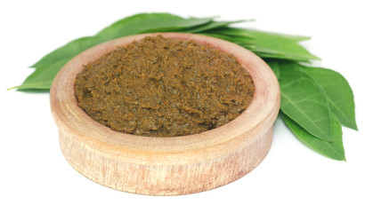 Ayurvedic henna leaves with paste