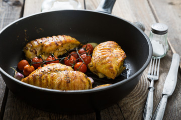 Grilled chicken breast with vegetables