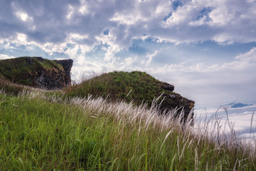 Landscapes on the peak of mountain and Mist at Phu chi fa in Chi