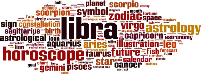 Obraz premium Libra word cloud concept. Vector illustration