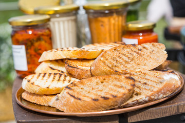 Slices of grilled bread