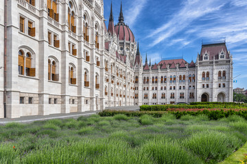 The Hungarian Parliament on the banks of the Danube River in Budapest