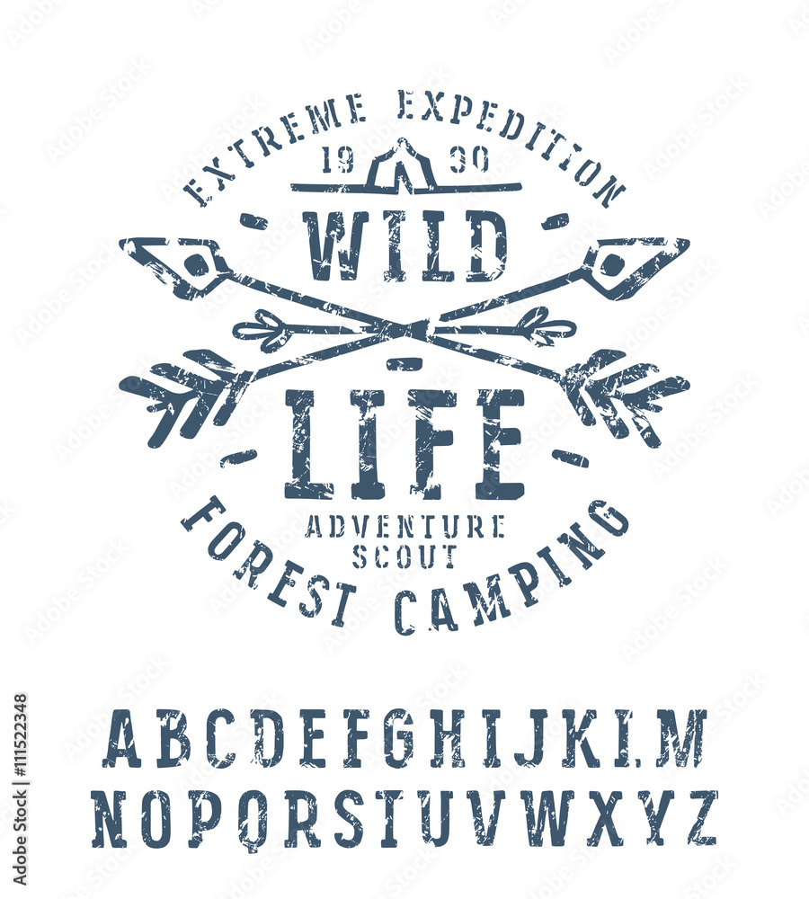 Fototapete slab serif font in the style of handmade graphics
