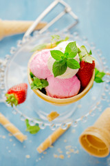 Ice Cream in waffle basket