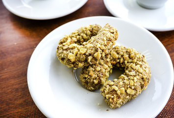 Nut cookies on a white plate