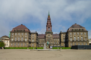 Christianborg palace front view in Copenhagen, Denmark. 
