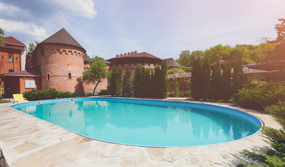 Luxury swimming pool near the hotel