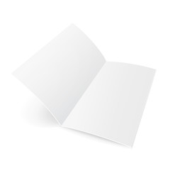Blank Folded Paper Brochure With Shadows. On White Background Isolated. Mock Up Template Ready For Your Design. Vector EPS10