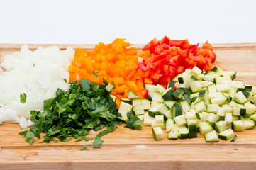 chopped vegetables close up 